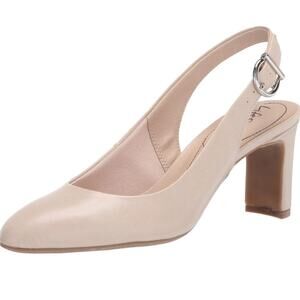 LifeStride Gigi Sling Womens Slingback Pump Heel Shoes Cream Size 8.5M